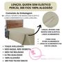 Imagem de Lençol Cama Queen Size Sem Elástico Percal 300 Fios 100% Algodão Avulso