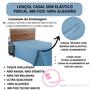 Imagem de Lençol Casal 01 Peça Sem Elástico Cama Box Percal 300 Fios Algodão