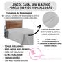 Imagem de Lençol Casal 01 Peça Sem Elástico Cama Box Percal 300 Fios Algodão