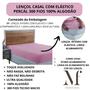 Imagem de Lençol Casal 300 Fios 100% Algodão Lençol com Elástico Avulso Cama Box 30cm Altura