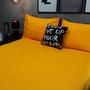 Imagem de Lençol com elástico solteiro 4 pç amarelo c/ almofada decor