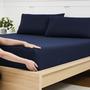 Imagem de Lençol com elástico Sweet Home Collection King Navy Blue Microfiber