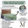 Imagem de Lençol de Cama King Size com Elástico PREMIUM Cama Box Percal 300 Fios 100% Algodão Avulso