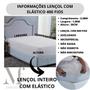 Imagem de Lençol de Cama Queen 400 Fios Com Elástico Tecido Macio Cama Box 30 Altura