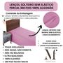 Imagem de Lençol de Cama Solteiro Sem Elástico PREMIUM Percal 300 Fios 100% Algodão Cama Box Avulso