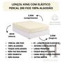 Imagem de Lençol KING Size com Elástico Avulso Liso Percal 200 Fios 100% Algodão 1 Peça Lindo e Macio Cama Box