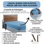 Imagem de Lençol Queen 300 Fios 100% Algodão Lençol com Elástico Avulso Cama Box 30cm Altura