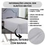 Imagem de Lençol Queen 400 Fios sem Elástico Micro Percal LINHA PREMIUM Cama Box