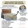 Imagem de Lençol Queen Size 100% Algodão com Elástico Percal 300 Fios Hotel Fazenda Cama Box Avulso