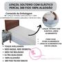 Imagem de Lençol Solteiro 01 Peça com Elástico Cama Box Percal 300 Fios Algodão