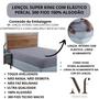 Imagem de Lençol Super King 100% Algodão com Elástico Prime Percal 300 Fios Cama Box 01 Peça