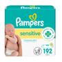 Imagem de Lenços umedecidos para bebês Pampers Sensitive à base de água, 3 pacotes de recarga