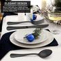 Imagem de LIANYU 40 Peça Matte Preto Silverware Set, Inoxidável Aço Preto Flatware Cutlery Set para 8, Fancy Kitchen Utensil Tableware Set para home restaurant party, acabamento de cetim, lava-louças seguro