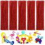 Imagem de Limpadores de cachimbo Bundooraking Craft Art Supplies (Red Glitter)