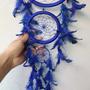 Imagem de Lindo Filtro Dos Sonhos Grande 3 Aros pena azul anil Apanhador decoração de parede amuleto