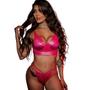 Imagem de Lingerie Feminina Rosa Bojo Renda Conjunto Confortável Tecido Brilhoso Luxo Elegante