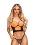 Imagem de Lingerie Top Cropped com Bojo e Aro Neon Arrastão Calcinha Fio