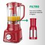 Imagem de Liquidificador Mondial L-900 Turbo com Filtro - Copo de Acrílico, 5 Velocidades + Pulsar, 900W, Vermelho