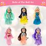 Imagem de Little Dolls Set com Mini Princess Dolls for Girls  Princess Toy Dolls for Dollhouse  Small Doll Mini Princess Figures with Tiaras, Hair, Accessories  Tiny 5.5" Miniature Mini Dolls Set de 6