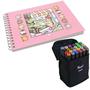 Imagem de Livro De Colorir Bobbie Goods + Kit De 24 Canetinhas Marca Texto Paginas Exclusivas Para Pintar