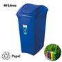 Imagem de Lixeira 40 Litros Seletiva Azul Para Papel Cesto De Lixo Tampa Basculante - SR64/21 Sanremo  