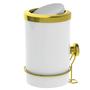 Imagem de Lixeira 8l Basculante Com Suporte Com Ventosa Branco Dourado