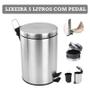 Imagem de Lixeira Aço Inox 5 Litros Cesto Lixo Pedal Emborrachado