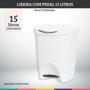 Imagem de Lixeira C/ Pedal 15 Litros Branco Escritório Cozinha Quarto