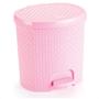 Imagem de Lixeira Cesto Com Pedal e Tampa Rattan 6 Litros Rosa 25,5Cm