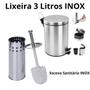 Imagem de Lixeira Cesto de Lixo 3 Litros com Escova de Cerda e cabo Inox com suporte