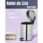 Imagem de Lixeira Cesto De Lixo Inox Pedal Banheiro Cozinha Com Pedal