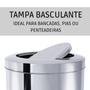 Imagem de Lixeira Cesto de Lixo Inox Pia Bancada 3 Litros Tampa Basculante Vai e Vem