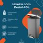 Imagem de Lixeira Cinza com Pedal e Rodinhas Grande 45L Fechamento Automático 