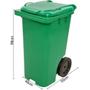 Imagem de Lixeira Coletor de Lixo PP 120 L com Tampa e Rodas Verde
