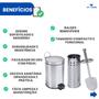 Imagem de  Lixeira de Aço Inox 3L com Escova Sanitária Praticidade, Higiene, Durabilidade e Design Sofisticado