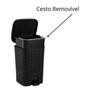 Imagem de Lixeira de Banheiro Cozinha Preta Automática 25 Litros Amortecedor Pedal Cesto de Lixo Rattan Tampa