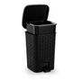 Imagem de Lixeira de Banheiro Cozinha Preta Automática 25 Litros Amortecedor Pedal Cesto de Lixo Rattan Tampa