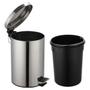Imagem de Lixeira de Inox 12 Litros Com Pedal + Cesto Plástico Com Alça Para Banheiro Lavabo