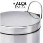 Imagem de Lixeira de Inox 12 Litros Com Pedal + Cesto Plástico Com Alça Para Banheiro Lavabo