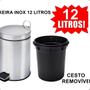Imagem de Lixeira De Inox Com Pedal E Cesto De 12 Litros Banheiro