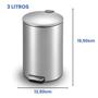Imagem de Lixeira de Inox Escovado Slim 3 Litros Com Pedal