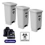 Imagem de Lixeira Hospital Branca Com Pedal 50l Com Saco De Lixo Kit 3