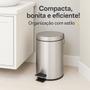 Imagem de Lixeira Inox com Pedal e Tampa 5L Com Balde Interno e Alça Compacta e Higiênica