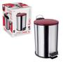 Imagem de Lixeira Inox Escovado 3L Com Tampa Vermelha Ref. LIX2317-VM Euro Home