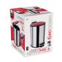 Imagem de Lixeira Inox Escovado 3L Com Tampa Vermelha Ref. LIX2317-VM Euro Home