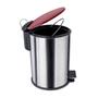 Imagem de Lixeira Inox Escovado 3L Com Tampa Vermelha Ref. LIX2317-VM Euro Home