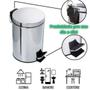Imagem de Lixeira Lixo Aço Inox 5 Litros Com Cesto Removível E Pedal Banheiro Cozinha Redondo