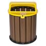Imagem de Lixeira para coleta seletiva em madeira plástica 67L tampa amarela - In Brasil