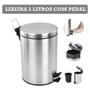 Imagem de Lixeira Pedal 5L Inox Cesto Balde Coletor Interno c/ Alça Lixo Removível p/ Banheiro Cozinha Consultório Escritório Área Externa