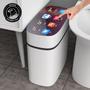 Imagem de Lixeira Plástica com Sensor 16L USB Recarregável - Branca